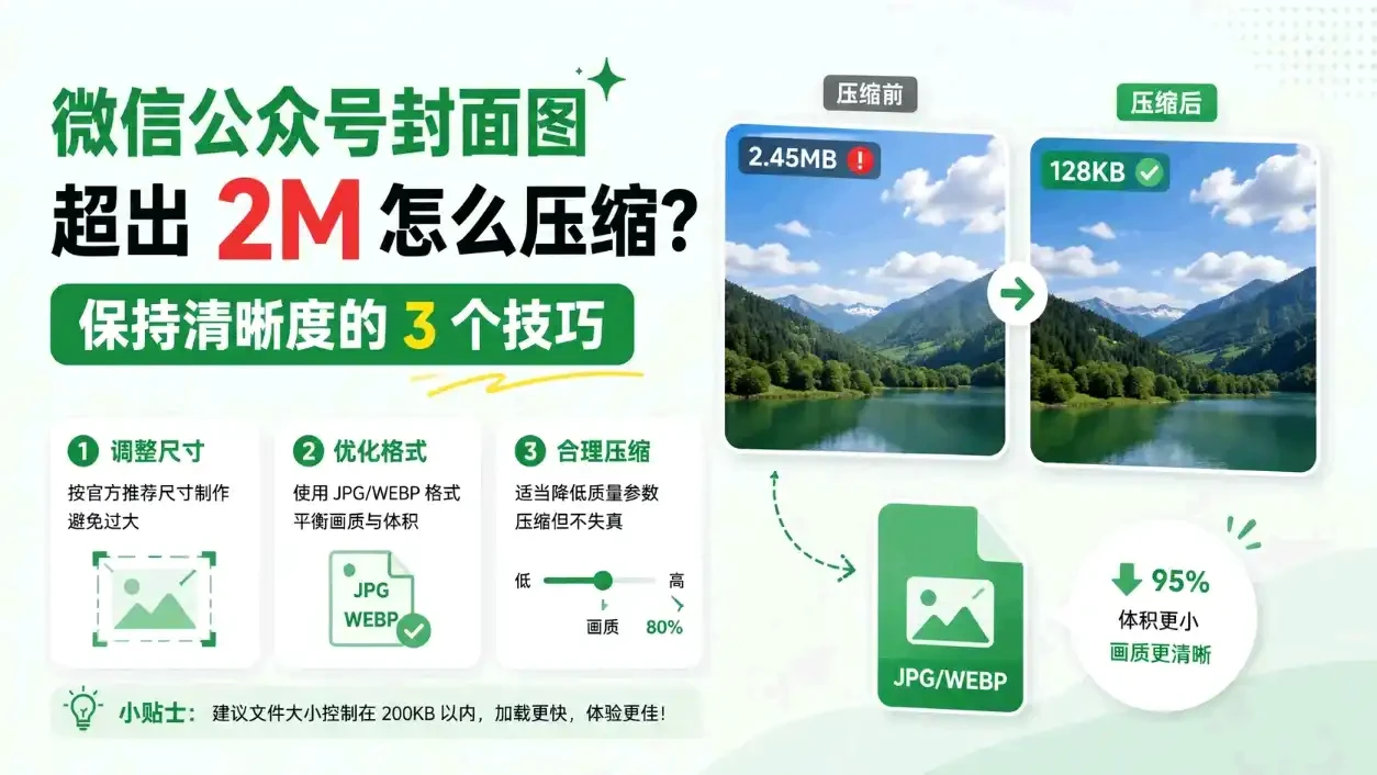 微信公众号封面图超出 2M 怎么压缩？保持清晰度的 3 个技巧